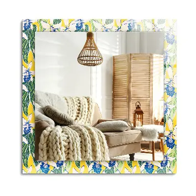 Miroir rectangulaire décoré de fleurs et de feuilles