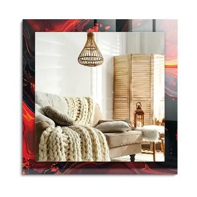 Miroir rectangulaire avec décoration abstraite couleur lave