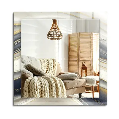 Miroir rectangulaire avec cadre et impression de vagues aux couleurs abstraites