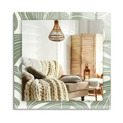 Miroir rectangulaire avec décoration feuilles de Monstera