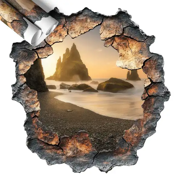 Autocollant mural trou 58x60 Roches d'eau