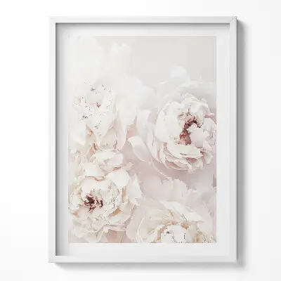 Tableau deco salon avec cadre fleurs de pivoine