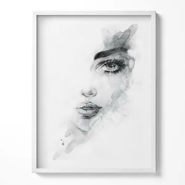 Tableau deco salon avec cadre Croquis du visage d'une femme
