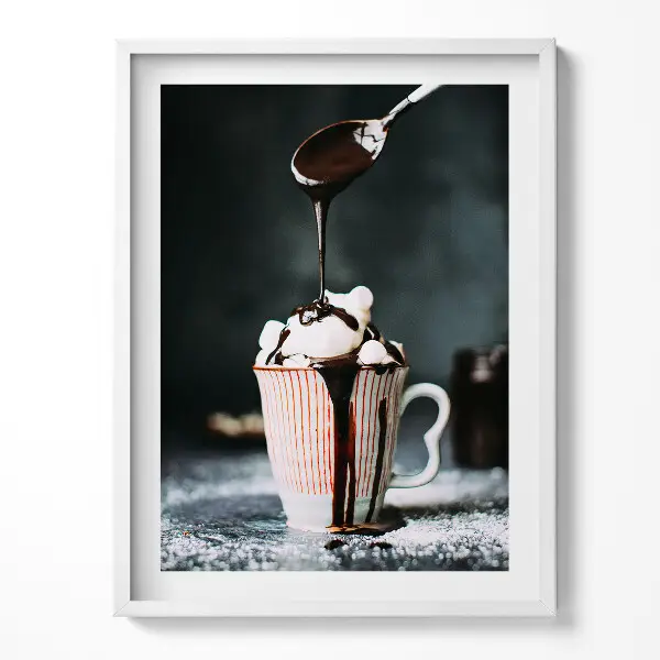 Tableau deco salon avec cadre Chocolat chaud - thème cuisine