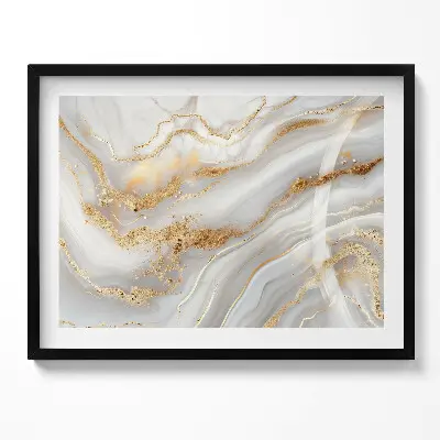 Tableau encadré moderne Texture marbrée avec des reflets dorés