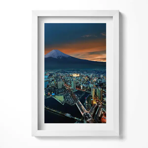 Tableau avec cadre Vue de Tokyo et du mont Fuji