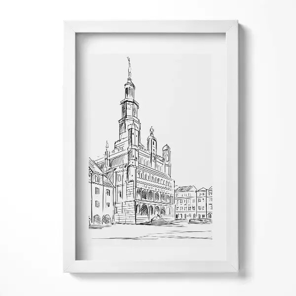 Tableau encadré Croquis de la vieille ville de Poznań