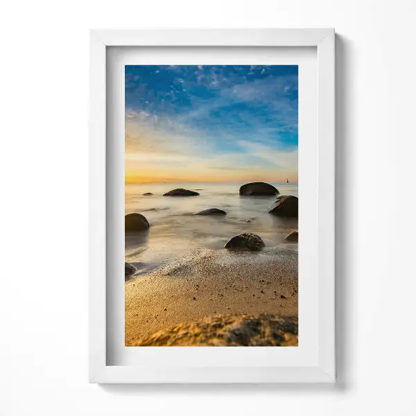 Tableau avec cadre Lever de soleil sur la mer Baltique