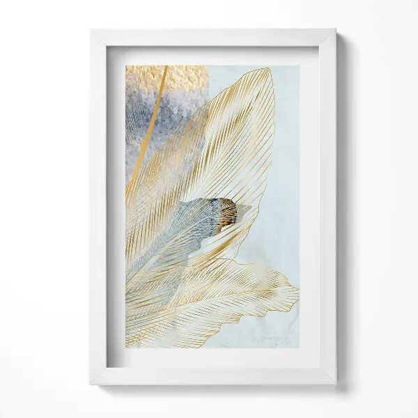Tableau encadré Feuilles de bananier glamour avec de l'or