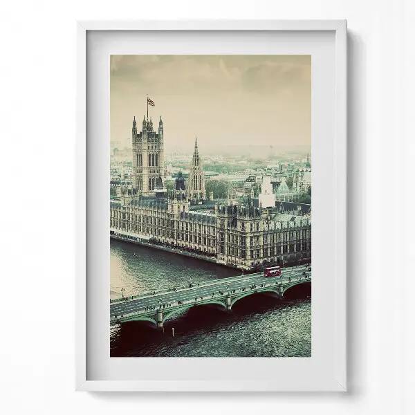 Tableau avec cadre L'architecture de l'Angleterre vue du ciel