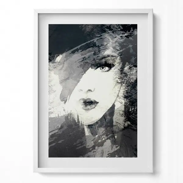 Tableau avec cadre Femme en style aquarelle