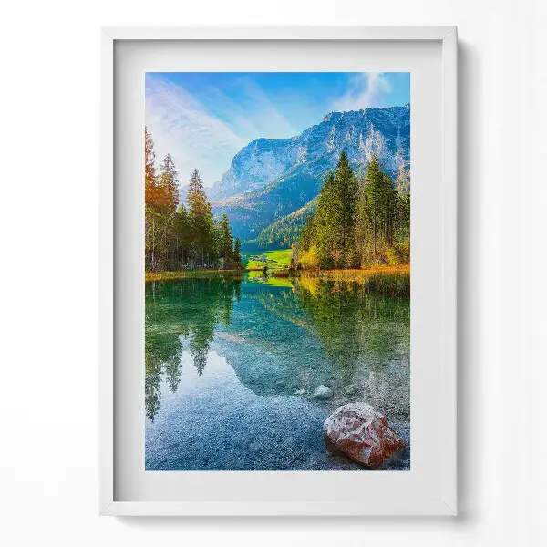 Tableau avec cadre Paysage des montagnes fluviales