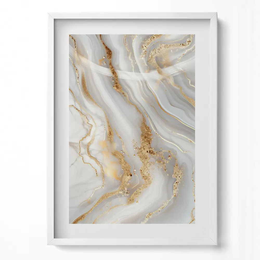 Tableau avec cadre Texture marbrée avec des reflets dorés