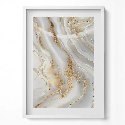 Tableau avec cadre Texture marbrée avec des reflets dorés