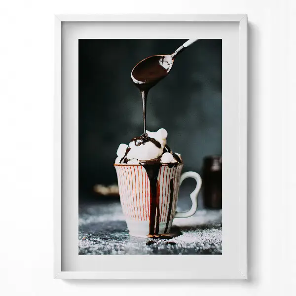 Tableau avec cadre Chocolat chaud - thème cuisine