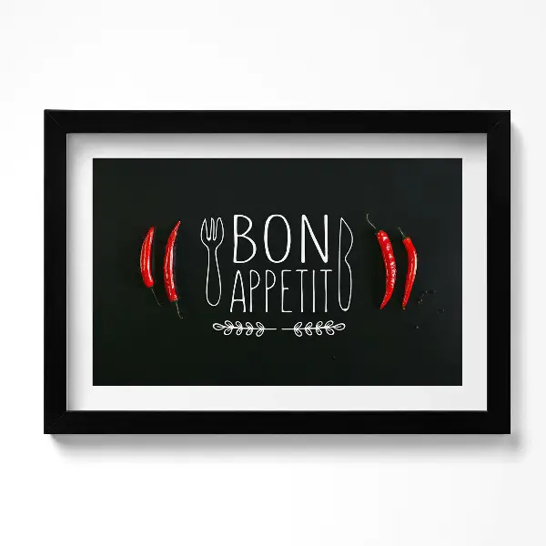 Tableau decoration avec cadre Inscription Bon appétit