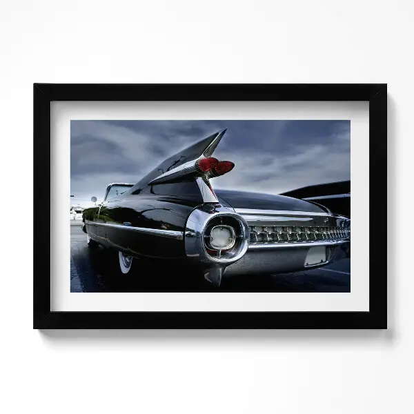 Tableau decoration avec cadre Cadillac noire vintage