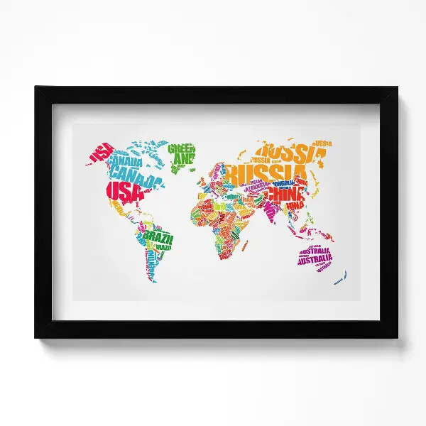 Tableau decoration avec cadre Carte du monde