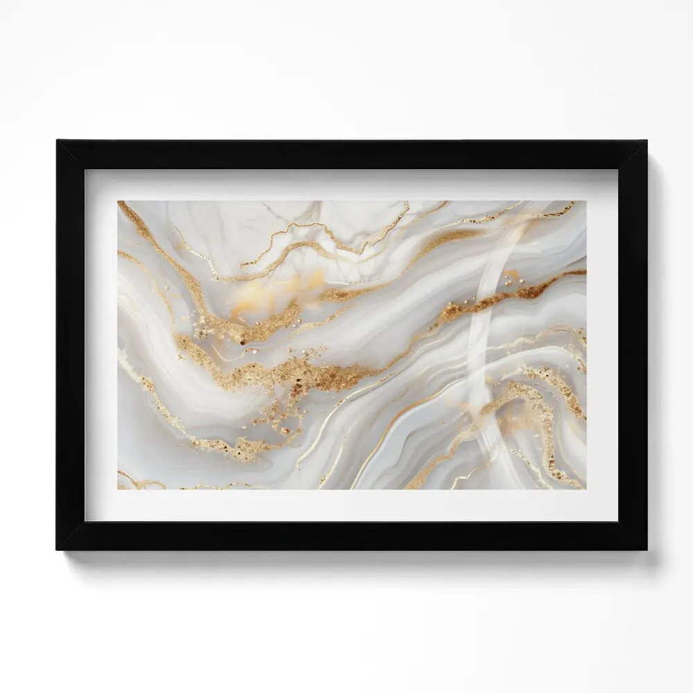 Tableau decoration avec cadre Texture marbrée avec des reflets dorés