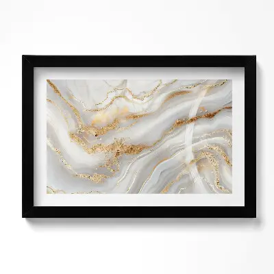 Tableau decoration avec cadre Texture marbrée avec des reflets dorés