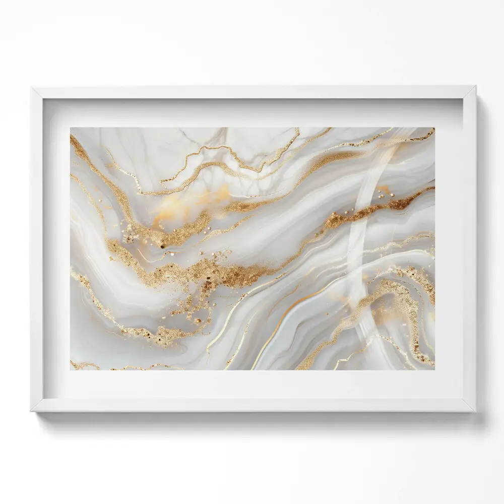 Tableau mural salon avec cadre Texture marbrée avec des reflets dorés