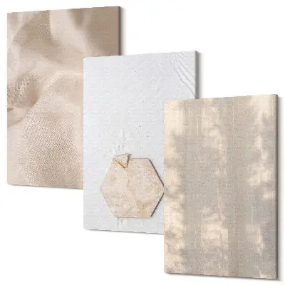 Tableau triptyque moderne avec des textures subtiles dans un style bohème naturel