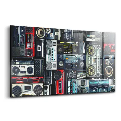 Tableau photo sur verre avec motif boombox vintage