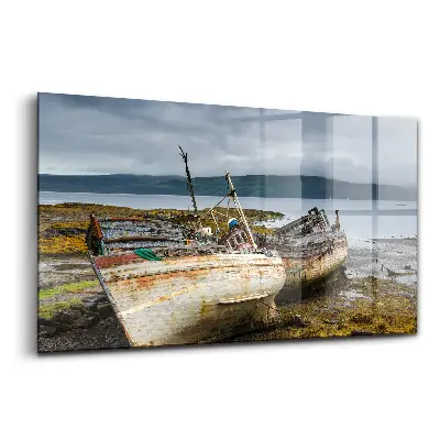 Tableau sur verre « Bateaux de la baie de Salen »
