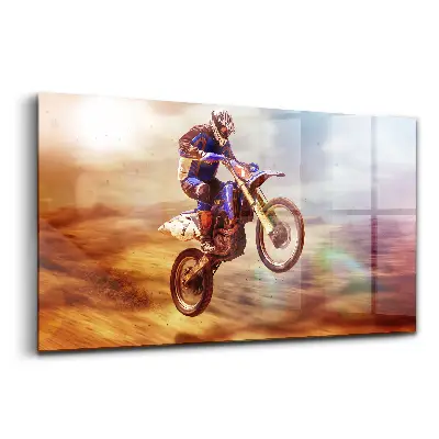 Tableau imprimé sur verre « Enfile ton casque de motocross enduro »