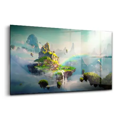 Tableau en verre imprimé représentant un monde fantastique d