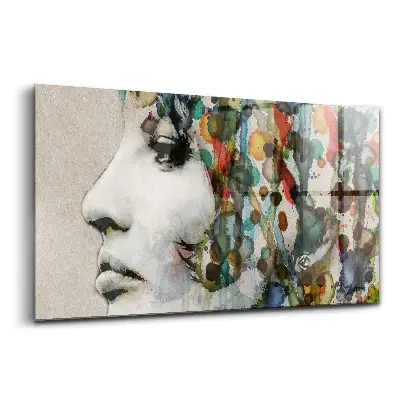 Tableau en verre imprimé avec un profil féminin