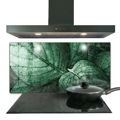Crédence de cuisine avec motif de feuille verte