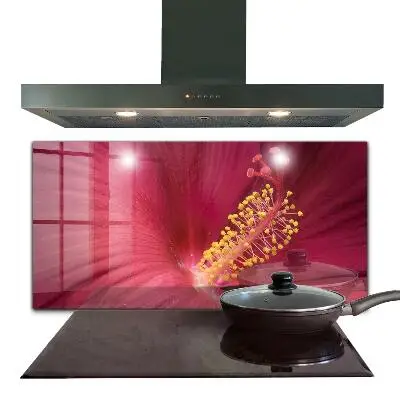 Panneau de crédence pour cuisine avec motif hibiscus rose