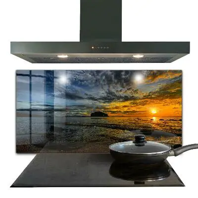 Crédence de cuisine en verre « Coucher de soleil sur la mer »