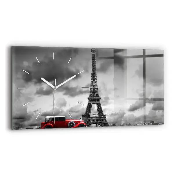 Horloge horizontale en verre Tour Eiffel Paris