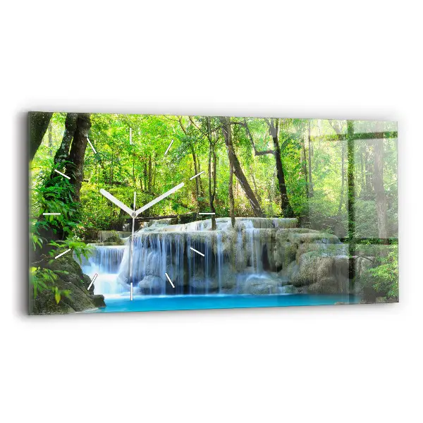 Horloge horizontale en verre Cascade dans la forêt