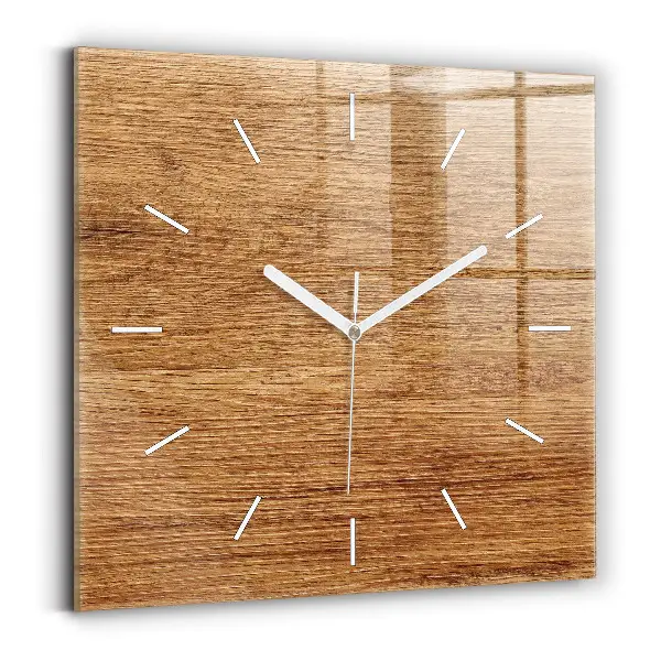 Pendule carrée en verre avec cadre en bois clair