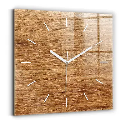Pendule carrée en verre avec cadre en bois clair